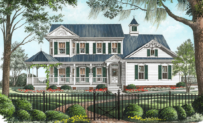 The Folk Victorian Cottage design by William E Poole Designs captures the charm and elegance of the Victorian era with a more simplistic and approachable style. These house plans feature intricate details, steep gables, and decorative trim, creating a cozy and inviting home perfect for modern living with a touch of old-world charm.
